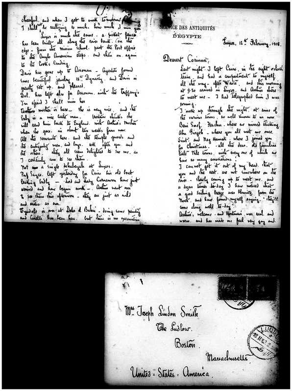 Letter from Joseph Lindon Smith to Corinna Putnam Smith, pages 1, 2 and envelope