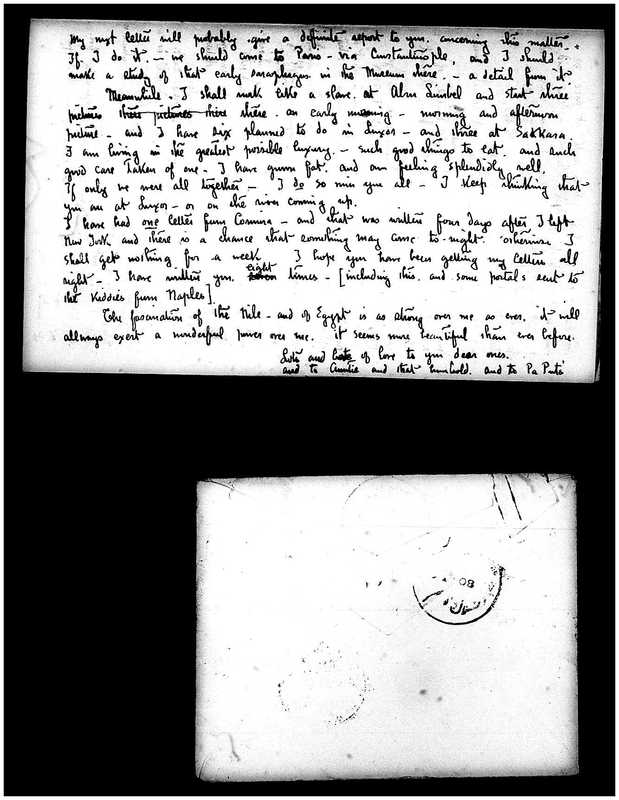 Letter from Joseph Lindon Smith to Corinna Putnam Smith, Page 3, back of envelope